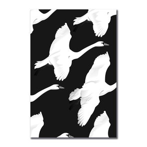 Placa Decorativa Preto e Branco Pattern de Cisnes Voando Placa Decorativa Preto e Branco Pattern de Cisnes Voando