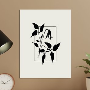 Placa Decorativa Ramo Com Flor Minimalista Estilo Japandi Placa Decorativa Ramo Com Flor Minimalista Estilo Japandi