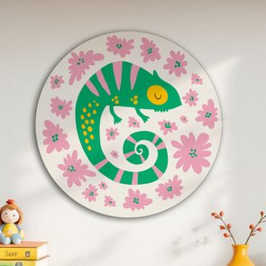 Placa Decorativa Redonda Animais Camaleão Placa Decorativa Redonda Animais Camaleão