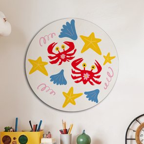 Placa Decorativa Redonda Animais Carangueijo Placa Decorativa Redonda Animais Carangueijo