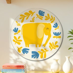 Placa Decorativa Redonda Animais Elefante Placa Decorativa Redonda Animais Elefante