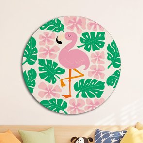 Placa Decorativa Redonda Animais Flamingo Placa Decorativa Redonda Animais Flamingo
