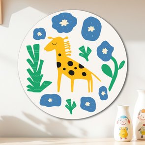 Placa Decorativa Redonda Animais Girafa Placa Decorativa Redonda Animais Girafa