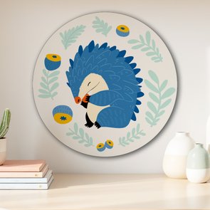 Placa Decorativa Redonda Animais Ouriço Placa Decorativa Redonda Animais Ouriço