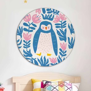 Placa Decorativa Redonda Animais Pinguim Placa Decorativa Redonda Animais Pinguim