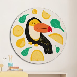 Placa Decorativa Redonda Animais Tucano Placa Decorativa Redonda Animais Tucano