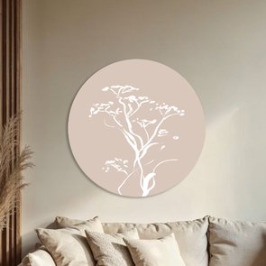 Placa Decorativa Redonda Árvore Cerejeira Estilo Japandi Placa Decorativa Redonda Árvore Cerejeira Estilo Japandi