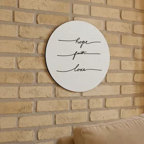 Placa Decorativa Redonda Frase Hope Faith Love Placa Decorativa Redonda Frase Hope Faith Love