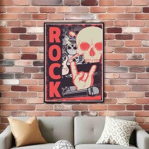 Placa Decorativa Rock And Roll Crânio E Mão Placa Decorativa Rock And Roll Crânio E Mão