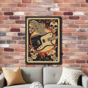 Placa Decorativa Rock And Roll Vintage Guitarra Placa Decorativa Rock And Roll Vintage Guitarra