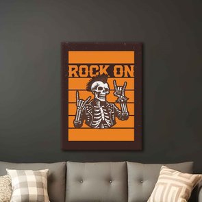 Placa Decorativa Rock On Esqueleto Placa Decorativa Rock On Esqueleto