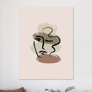 Placa Decorativa Rosto Abstrato Minimalista Estilo Japandi Placa Decorativa Rosto Abstrato Minimalista Estilo Japandi