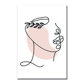 Placa Decorativa Silhueta Olhar Com Linhas De Folhas Placa Decorativa Silhueta Olhar Com Linhas De Folhas