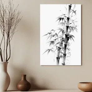 Placa Decorativa Take Arte de Bambus no Estilo Sumiê