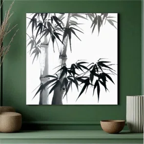 Placa Decorativa Take Pintura de Bambu no Estilo Sumiê