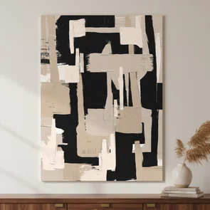 Placa Decorativa Textura Bege e Preto Estilo Modern Heritage