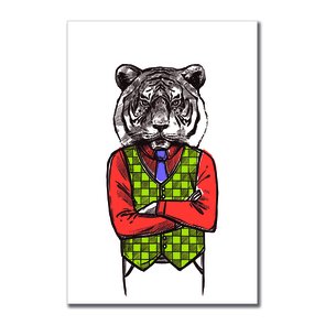 Placa Decorativa Tigre Hipster Placa Decorativa Tigre Hipster