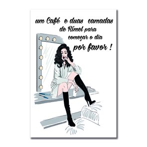 Placa Decorativa Um Café E Duas Camadas De Rímel Por Favor! Placa Decorativa Um Café E Duas Camadas De Rímel Por Favor!