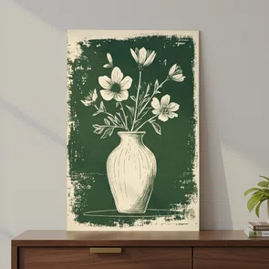 Placa Decorativa Vaso de Flores Estilo Modern Heritage