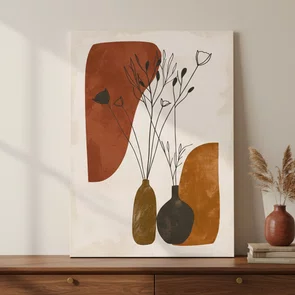 Placa Decorativa Vasos e Formas Orgânicas Estilo Modern Heritage