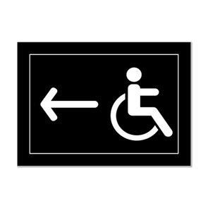 Placa Indicativa para Banheiros com Acessibilidade - Esquerda Placa Indicativa para Banheiros com Acessibilidade - Esquerda