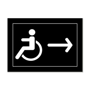 Placa Indicativa para Banheiros com Acessinilidade - Direita Placa Indicativa para Banheiros com Acessinilidade - Direita