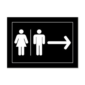 Placa Indicativa para Banheiros Feminino e Masculino - Direita Placa Indicativa para Banheiros Feminino e Masculino - Direita
