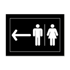 Placa Indicativa para Banheiros Feminino e Masculino - Esquerda Placa Indicativa para Banheiros Feminino e Masculino - Esquerda