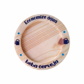 Porta Copos em Madeira de Pinus 12cm com Frase - Economize Água, Beba Cerveja Porta Copos em Madeira de Pinus 12cm com Frase - Economize Água, Beba Cerveja