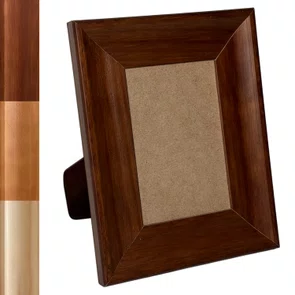 Porta Retrato Com Moldura Côncava Envernizada Com Suporte E Frente Em PVC Antirreflexo - 4,4x1,9