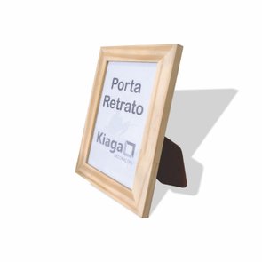 Porta Retrato com Moldura de Pinus Natural e Acetato Mais Fundo com Suporte - 2x1 Porta Retrato com Moldura de Pinus Natural e Acetato Mais Fundo com Suporte - 2x1