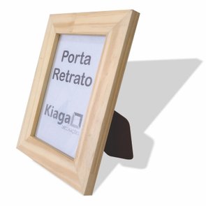 Porta Retrato com Moldura de Pinus Natural e Vidro Mais Fundo com Suporte - 3x1,5 Porta Retrato com Moldura de Pinus Natural e Vidro Mais Fundo com Suporte - 3x1,5