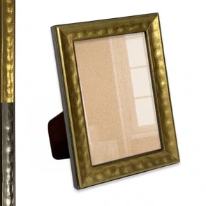 Porta Retrato Com Moldura Efeito Metal Martelado Com Suporte E Frente Em Vidro - 2x1,8 Porta Retrato Com Moldura Efeito Metal Martelado Com Suporte E Frente Em Vidro - 2x1,8