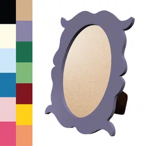 Porta Retrato Com Moldura Provençal Colorida Oval Em MDF 6mm Com Suporte em MDF e PVC Antirreflexo