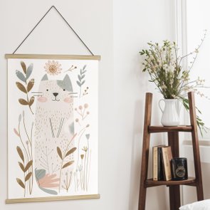 Quadro de Cabide Poster Hanger em Tecido Canvas Gatinho Fofinho Quadro de Cabide Poster Hanger em Tecido Canvas Gatinho Fofinho