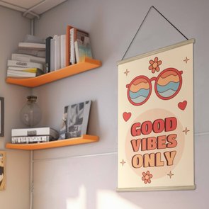 Quadro de Cabide Poster Hanger em Tecido Canvas Good Vibes Only Quadro de Cabide Poster Hanger em Tecido Canvas Good Vibes Only
