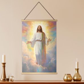 Quadro de Cabide Poster Hanger em Tecido Canvas Jesus Quadro de Cabide Poster Hanger em Tecido Canvas Jesus