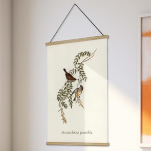 Quadro de Cabide Poster Hanger em Tecido Canvas Passarinhos no Galho Quadro de Cabide Poster Hanger em Tecido Canvas Passarinhos no Galho