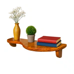 Prateleira Decorativa de Parede em Madeira Pinus com Borda Orgânica Irregular Prateleira Decorativa de Parede em Madeira Pinus com Borda Orgânica Irregular