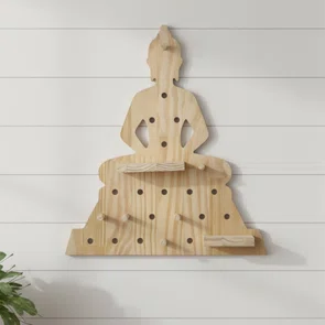 Prateleira Pegboard Budha com 10 Pinos, 1 Prateleira 13,5cm, 1 Prateleira 10cm Em Madeira Pinus