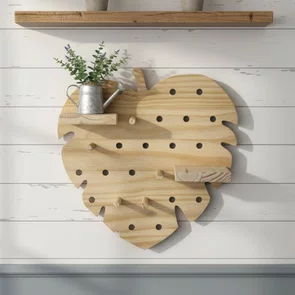 Prateleira Pegboard Costela De Adão Em Madeira Pinus com 9 Pinos e 2 Prateleira 10cm