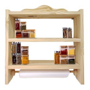 Prateleira de Madeira Pinus Porta Temperos Condimentos Decorativa  - 45x49x13,8cm - Farmhouse Prateleira de Madeira Pinus Porta Temperos Condimentos Decorativa  - 45x49x13,8cm - Farmhouse