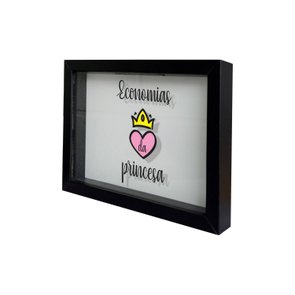 Quadro Cofre Criativo Economias da Princesa - Fundo Branco Quadro Cofre Criativo Economias da Princesa - Fundo Branco