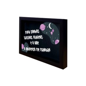 Quadro Cofre Criativo Para Sonhos, Tattoos, Viagens e o que o Universo Me Mandar - Fundo Preto Quadro Cofre Criativo Para Sonhos, Tattoos, Viagens e o que o Universo Me Mandar - Fundo Preto
