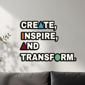 Quadro De Parede 3D Bauhaus Frase Create, Inspire, And Transform em MDF 3mm Quadro De Parede 3D Bauhaus Frase Create, Inspire, And Transform em MDF 3mm