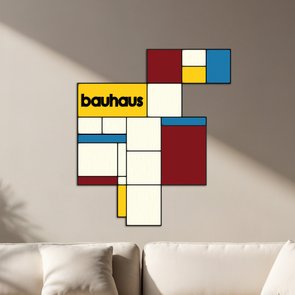 Quadro De Parede 3D Bauhaus Geométrico em MDF 3mm Quadro De Parede 3D Bauhaus Geométrico em MDF 3mm