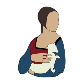 Quadro  De Parede 3D Dama Com Arminho De Leonardo Da Vinci em MDF 3mm Quadro  De Parede 3D Dama Com Arminho De Leonardo Da Vinci em MDF 3mm