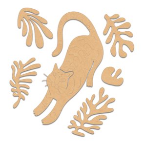 Quadro Para Colorir De Parede 3D Gato Estilo Matisse Em Mdf Cru Quadro Para Colorir De Parede 3D Gato Estilo Matisse Em Mdf Cru