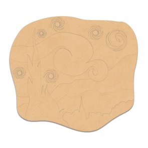 Quadro Para Colorir De Parede 3D Noite Estrelada De Vincent Van Gogh  Em Mdf Cru Quadro Para Colorir De Parede 3D Noite Estrelada De Vincent Van Gogh  Em Mdf Cru