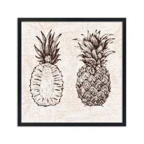 Quadro Decorativo Abacaxi Preto e Branco Fatiado Quadro Decorativo Abacaxi Preto e Branco Fatiado